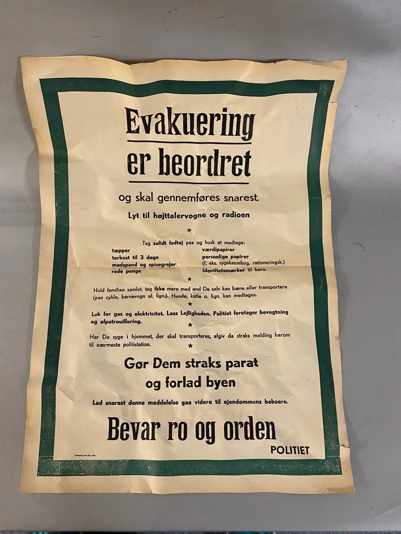Original dansk evakueringsplakat