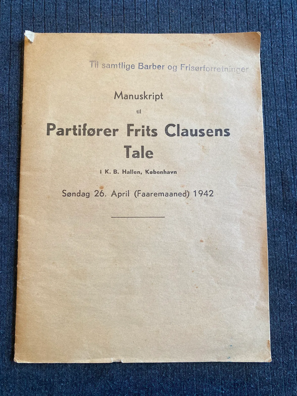 Sjælden original tale af Frits Clausen (DNSAP)