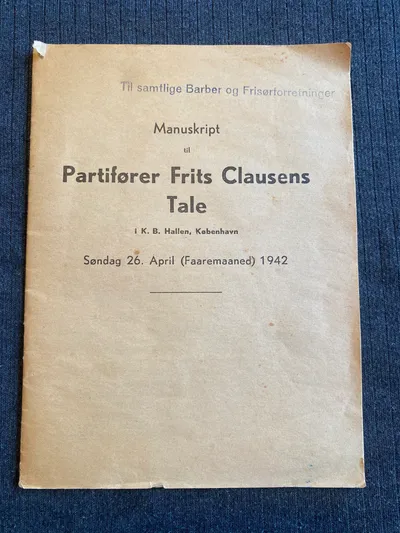 Sjælden original tale af Frits Clausen (DNSAP)
