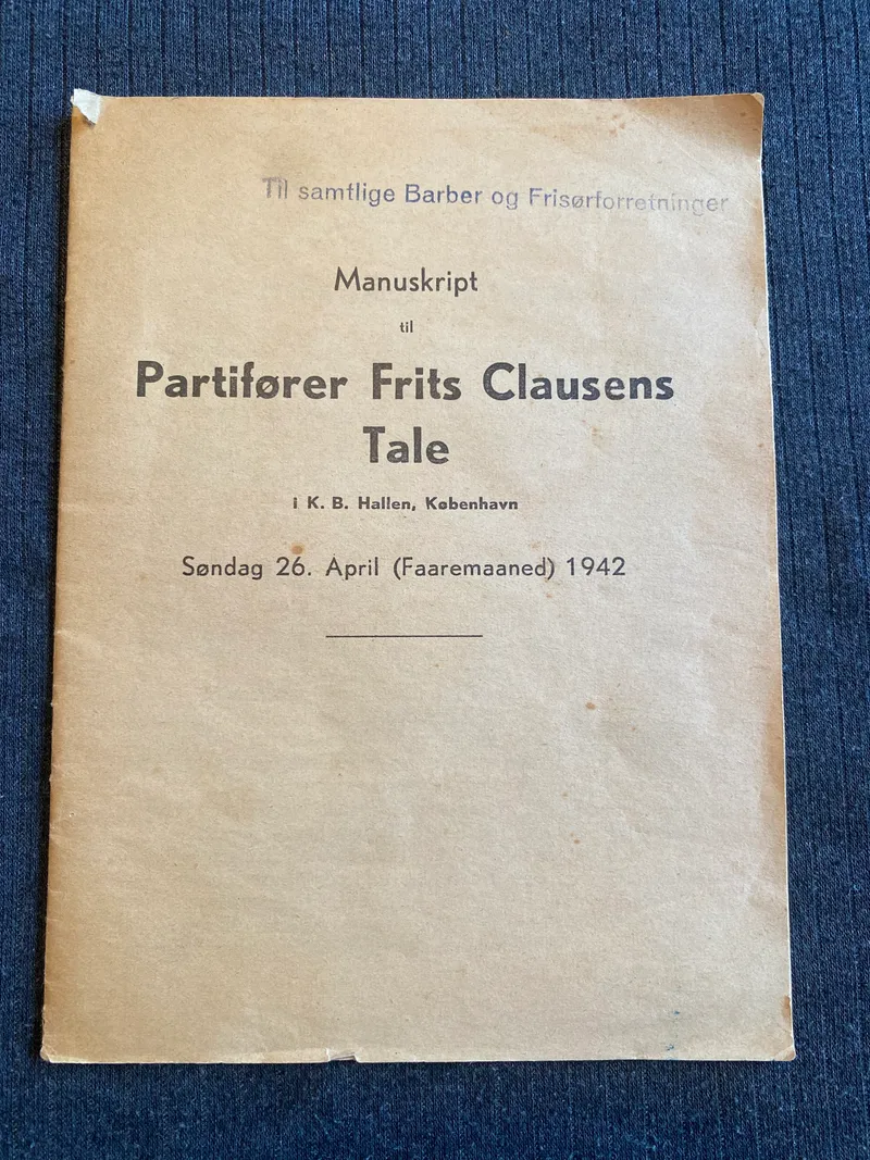 Sjælden original tale af Frits Clausen (DNSAP)
