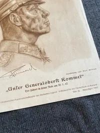 Originalt tysk postkort med motiv af Rommel