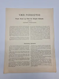 Original pjece med forsigtigheds regler for illegalt arbejde