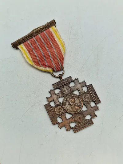 Original Medal Of The Holy Land, Pilgrims Jerusalem Cross Of Honour, Bronze Grade