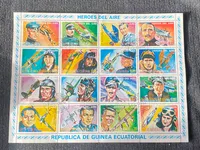 Frimærke ark med motiver af bl.a. Luftwaffe piloter