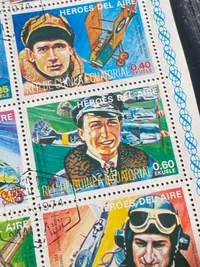 Frimærke ark med motiver af bl.a. Luftwaffe piloter