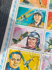 Frimærke ark med motiver af bl.a. Luftwaffe piloter
