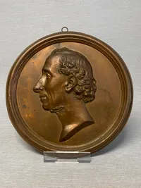 Stor kobber plakette med motiv af H.C. Andersen
