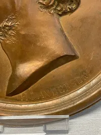Stor kobber plakette med motiv af H.C. Andersen
