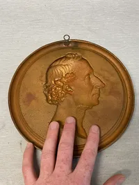 Stor kobber plakette med motiv af H.C. Andersen