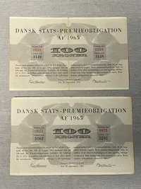 To stk originale danske præmie obligationer
