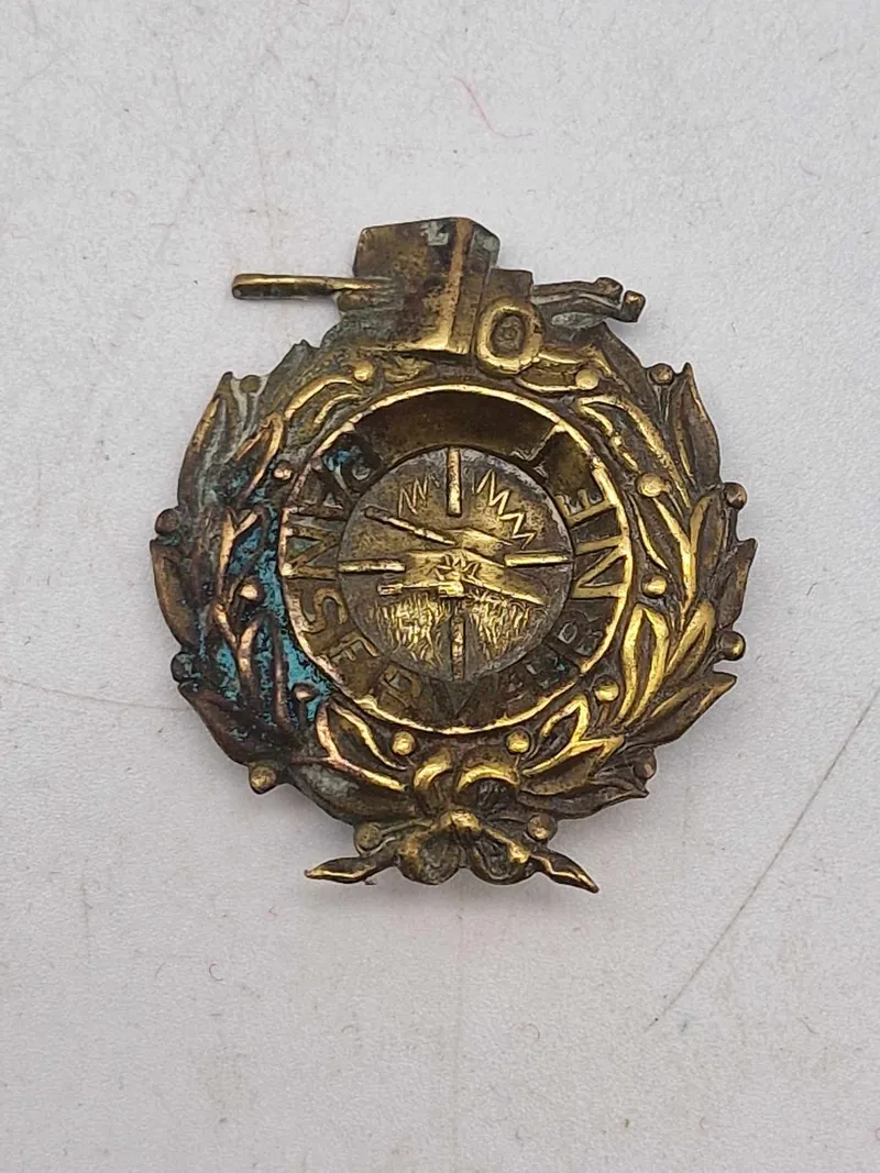 Sjældent Originalt Baratmærke 1 Fodfolkspionerbataljon ( Panserværn) 41 x 37mm, 1945/46
