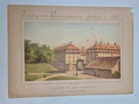 Originalt billede - Erindring fra dansk soldaterliv med beskrivelse bagpå