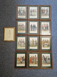 Samling Originale Danske håndkolorerede soldater stik