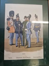 Samling Originale Danske håndkolorerede soldater stik