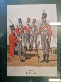 Samling Originale Danske håndkolorerede soldater stik