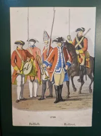 Samling Originale Danske håndkolorerede soldater stik