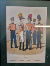 Samling Originale Danske håndkolorerede soldater stik