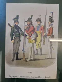 Samling Originale Danske håndkolorerede soldater stik