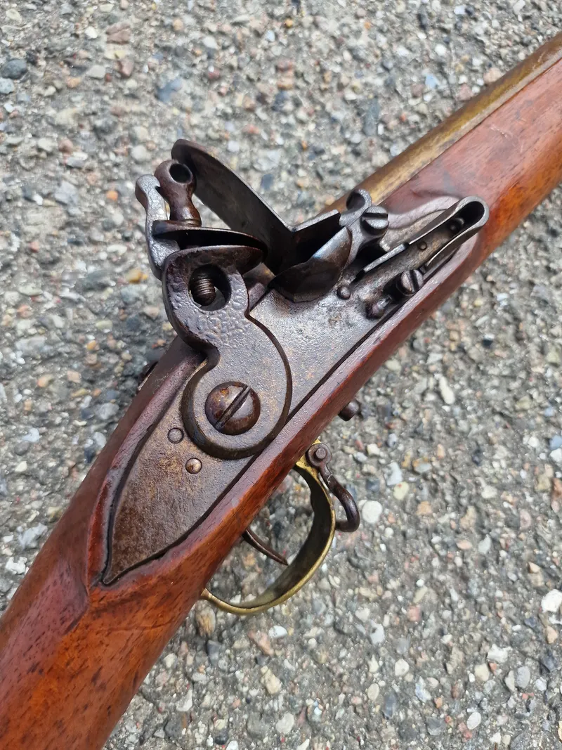 Original Europæisk flinte musket ca. år 1800, mekanisk god