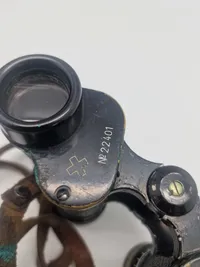 Original Velfremstillet Schweizisk officers kikkert og hylster, klar optik med inddeling