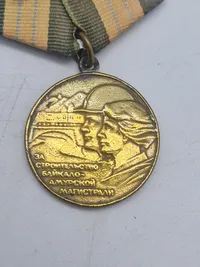 Original Soviet Medal for the Construction of the Baikal-Amur Railway (BAM)