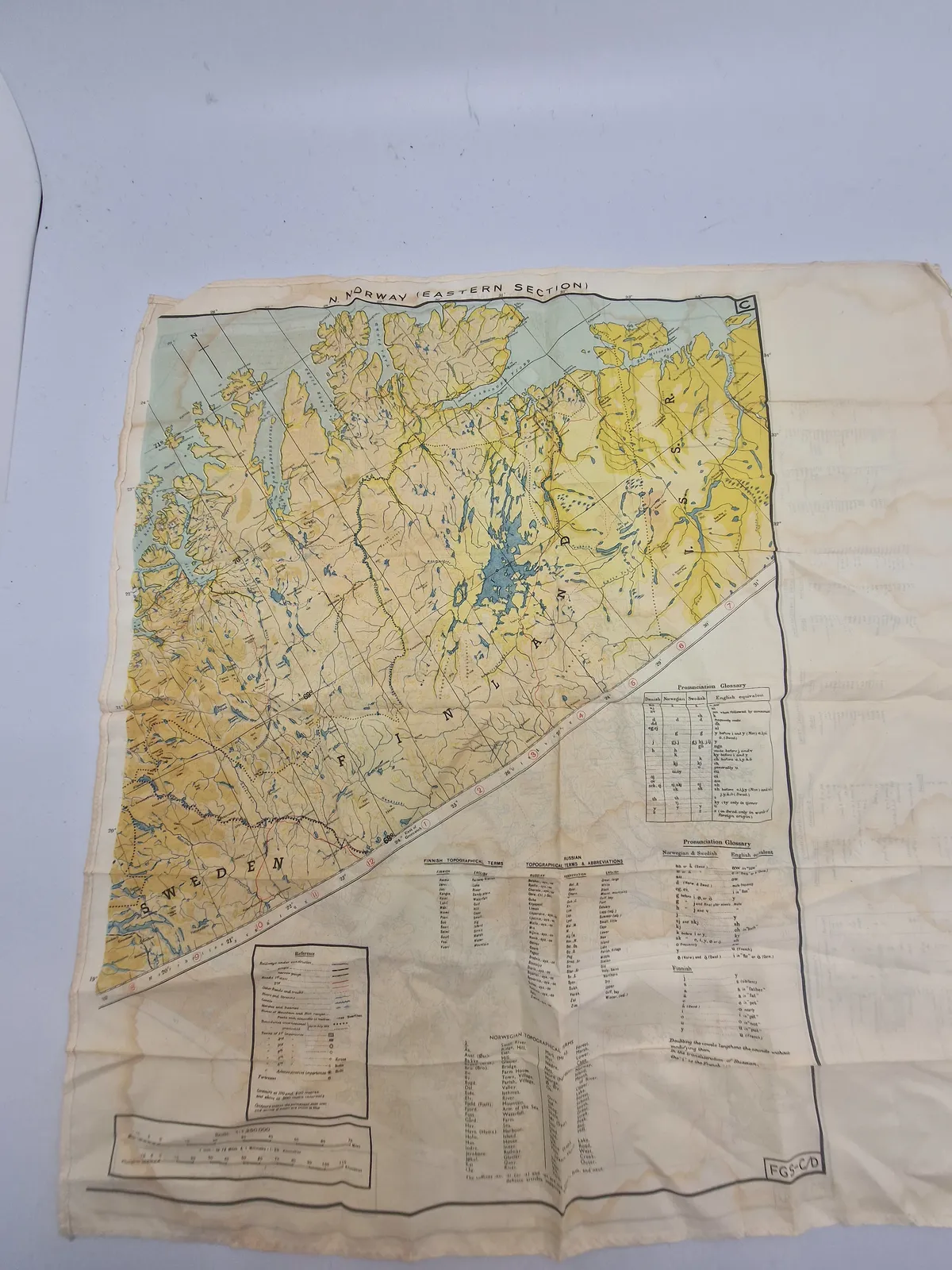 Originalt SOE silkekort over Norge - ww2