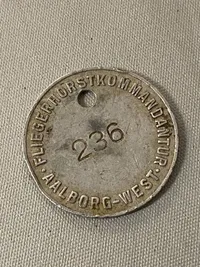 Sjælden original id tag Fliegerhorst Aalborg