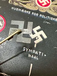 Original dansk nazi sympatisør nål, stor udgave stemplet Sølv 830
