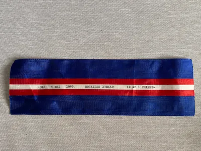 Originalt minibanner fra Roskilde byråd - 40 år i frihed