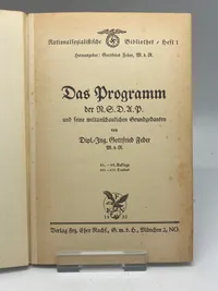Sjældent originalt eksemplar af Das programm der NSDAP fra 1933