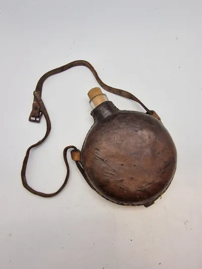 Original dansk feltflaske model 1870 - mundblæst på Holmegaard