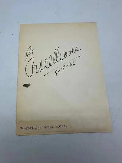 Original Grace Moore, 1898-1947 og Benny Dessau 1868-1937 autograf