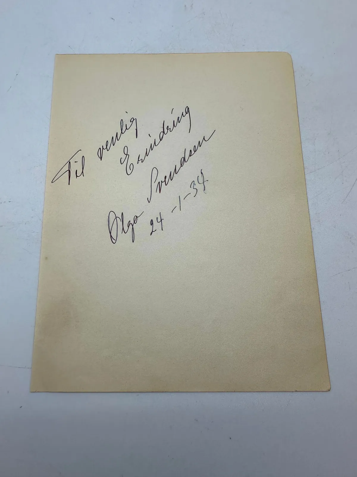 Original Olga Svendsen 1883-1942 autograf