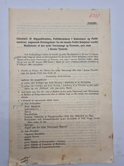 Original cirkulære til rigspolitichefen - ww2