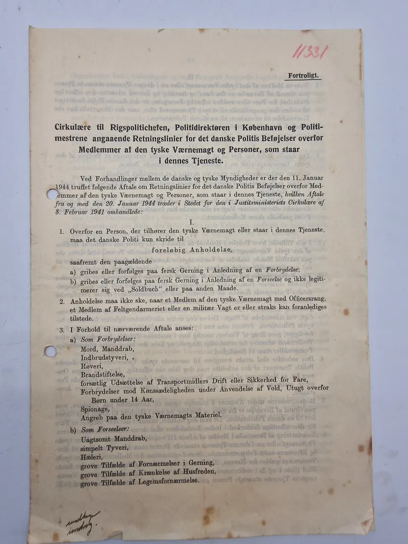 Original cirkulære til rigspolitichefen - ww2