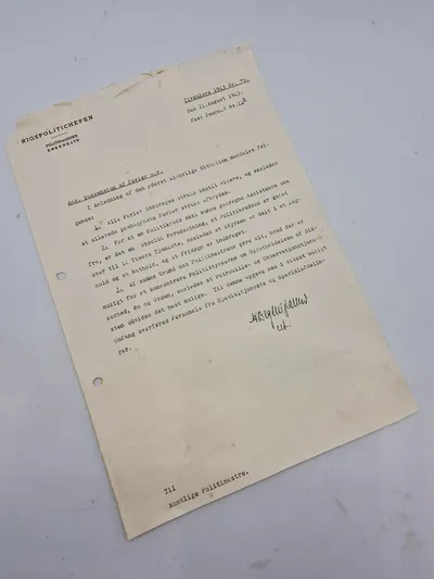 Original politi cirkulære fra 1943