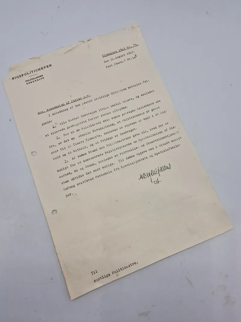 Original politi cirkulære fra 1943