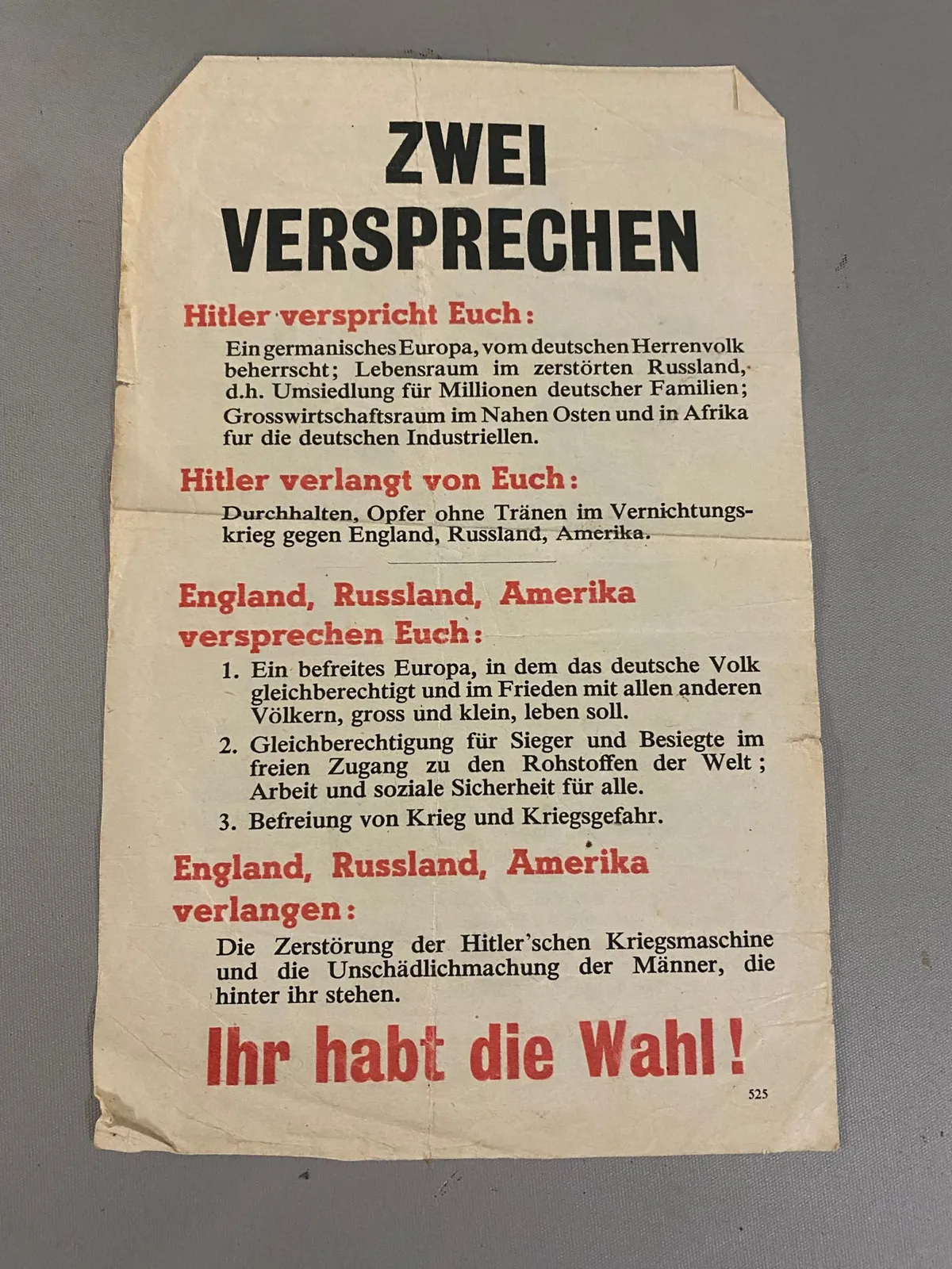 Originalt amerikansk antinazistisk flyveblad