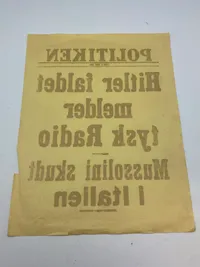 Sjælden original dansk spiseseddel