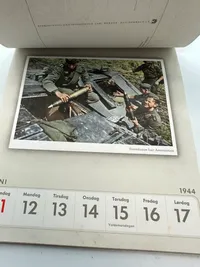 Original komplet Dansk sproget Wehrmacht postkort kallender fra 1944, sjældent set med alle ugerne