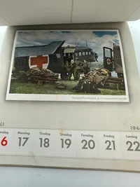 Original komplet Dansk sproget Wehrmacht postkort kallender fra 1944, sjældent set med alle ugerne