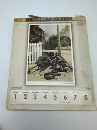 Original komplet Dansk sproget Wehrmacht postkort kallender fra 1944, sjældent set med alle ugerne
