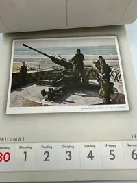 Original komplet Dansk sproget Wehrmacht postkort kallender fra 1944, sjældent set med alle ugerne