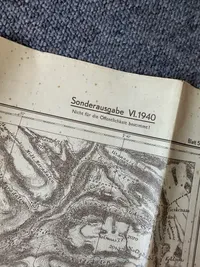 Originalt Tysk WW2 kort fra 1940 genbrugt efter krigen i Norge