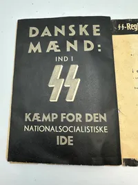 Original Dansk SS / Frikorps Danmark hvervehæfte med indklæbet løbeseddel, for Danmark, ekstremt sjælden