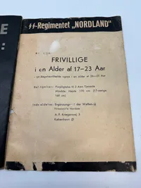 Original Dansk SS / Frikorps Danmark hvervehæfte med indklæbet løbeseddel, for Danmark, ekstremt sjælden