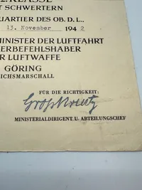 Originalt urkunde for KVK (Schützpolezei)