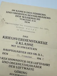 Originalt urkunde for KVK (Schützpolezei)