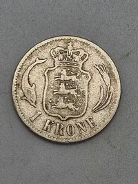 To stk originale danske sølvmønter 1 & 2 krone (1875-1876)
