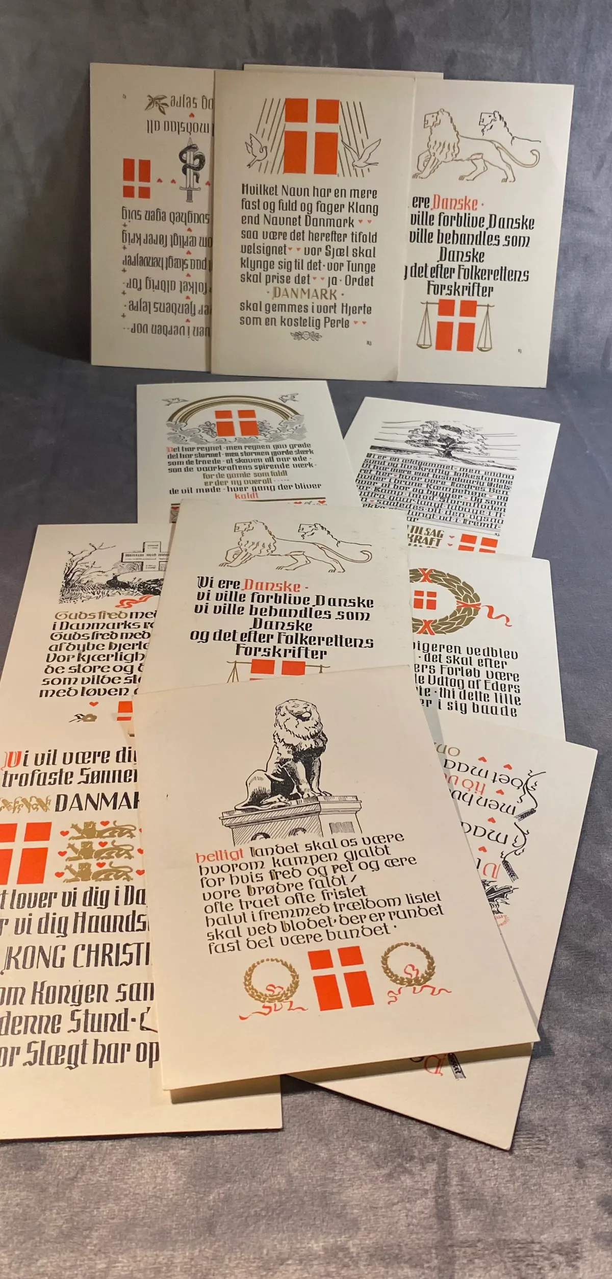 Lot originale danske genforenings postkort